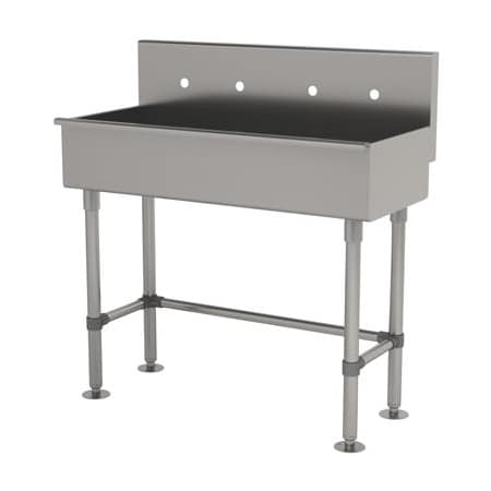 Advance Tabco 2 Station 16 Ga. 304 SS Floor Mt Square Corner Sink - Faucet Omitted 19-FM-40